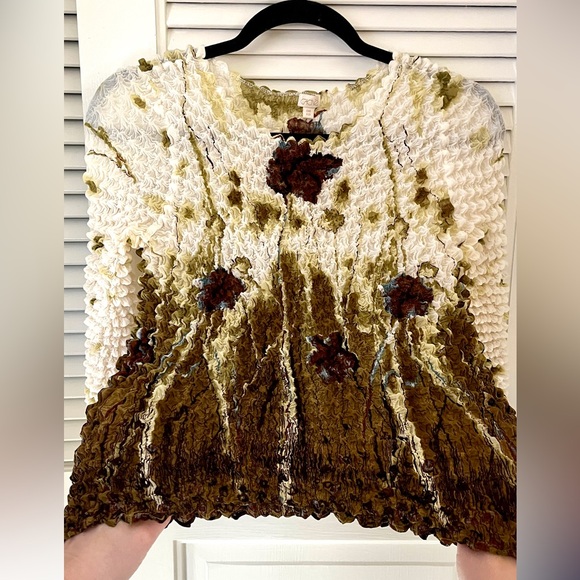 VTG Cache Long Sleeve Popcorn Shirt Pucker Y2K 90's in Green, White One Size - Picture 3 of 7